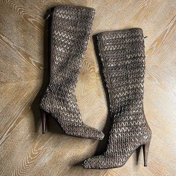 Sergio Rossi Shoes - SERGIO ROSSI Pelle Moon Soft Stone Brown Vowen/ Braided Boots 37 & 37.5